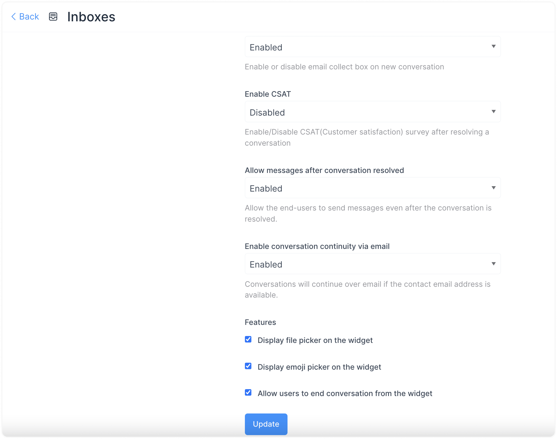 More Website Settings